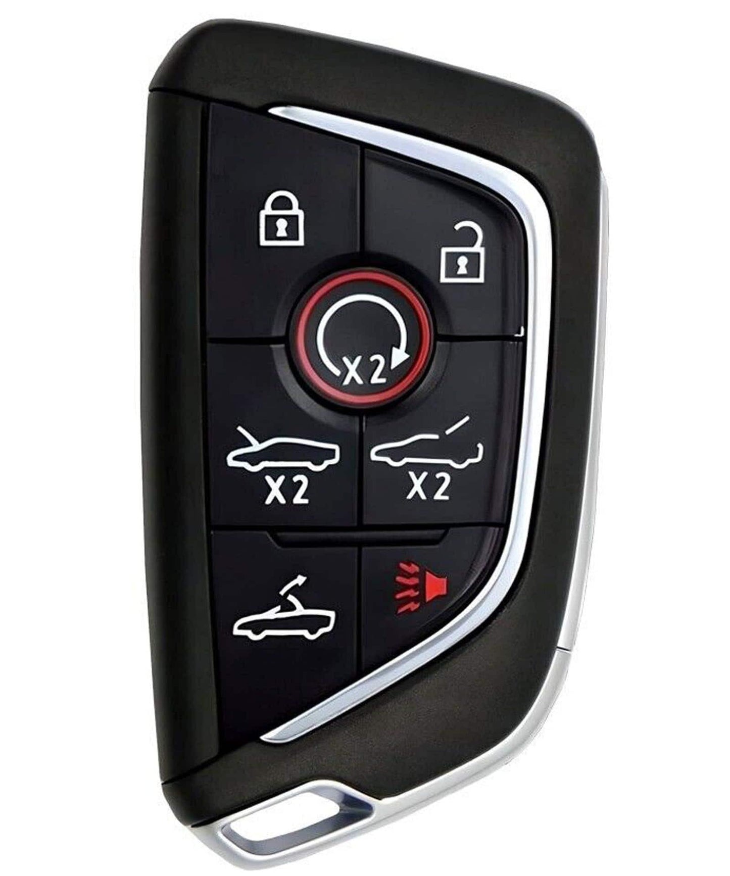Corvette C8 key fob cover by Kollen US, leather and aluminum, 7-button design with keychain for convertible key fob (2020–2024).